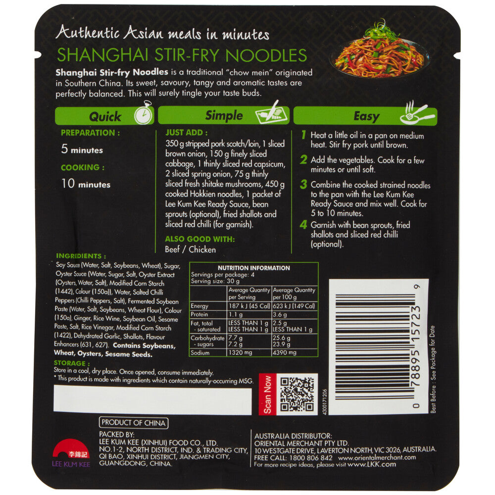 Lee Kum Kee Ready Sauce Shanghai Stir Fry Noodle - 120g