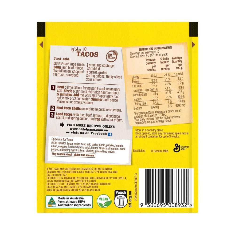 Old El Paso Taco Spice Mix Extra Mild - 30g
