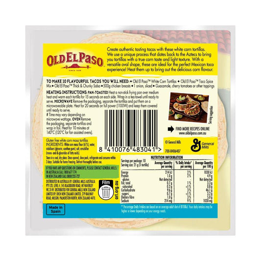 Old El Paso White Corn Tortillas Tacos 10 Pack - 208g