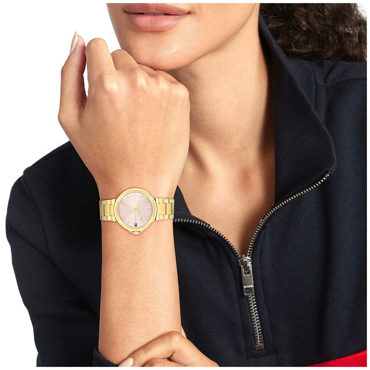 Tommy Hilfiger Lori Gold Steel Blush Dial Quartz Ladies Watch