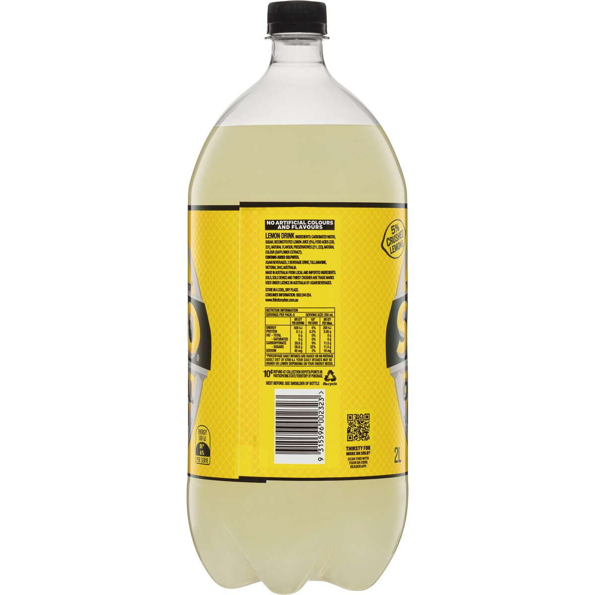 Solo Thirst Crusher Original Lemon Soft Drink Bottle 2L