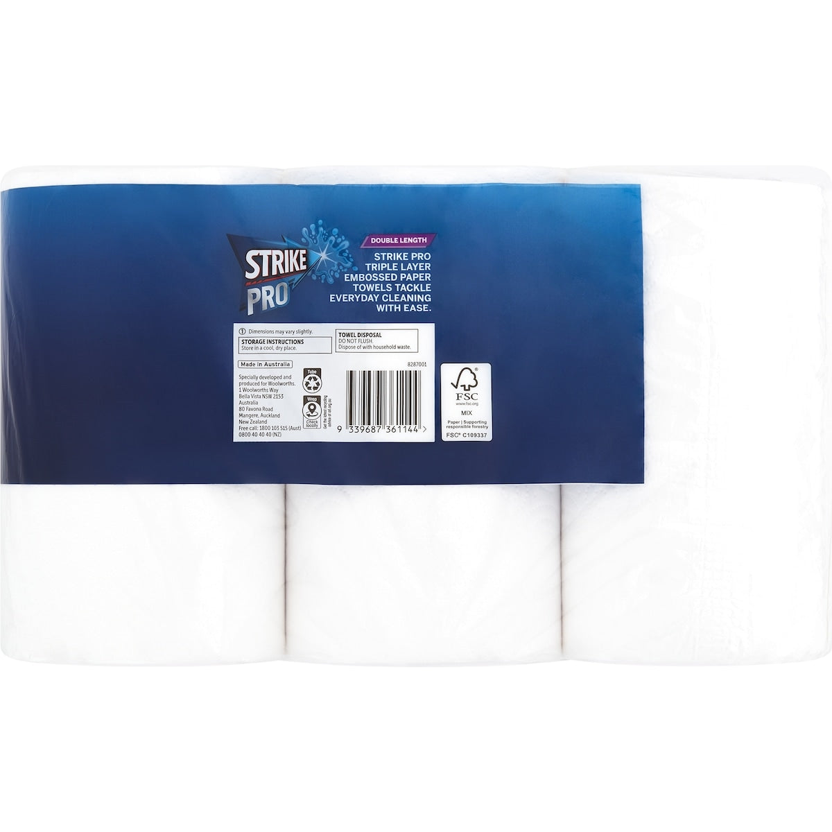 Strike Pro Double Length 3 Ply Paper Towel 3 X 120 Pack