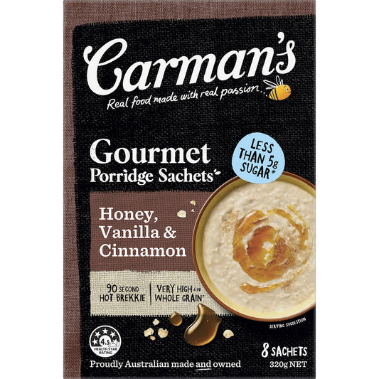 Carmans Honey, Vanilla & Cinnamon Gourmet Porridge Sachets 320g