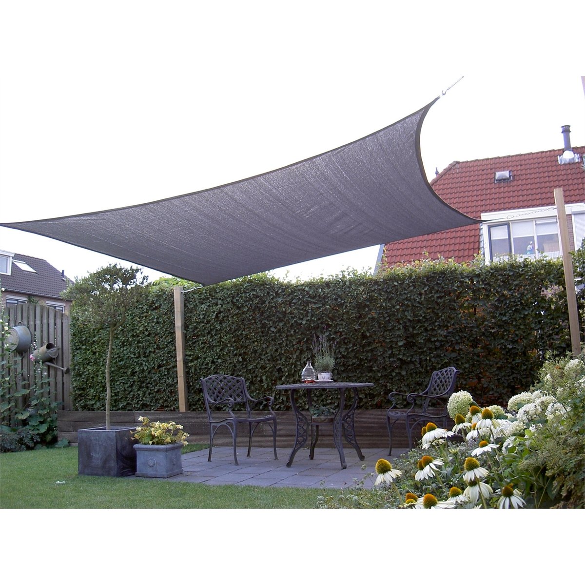 Marquee Rectangular Shade Sail 3 x 5m Charcoal HDPE 93% UV Block