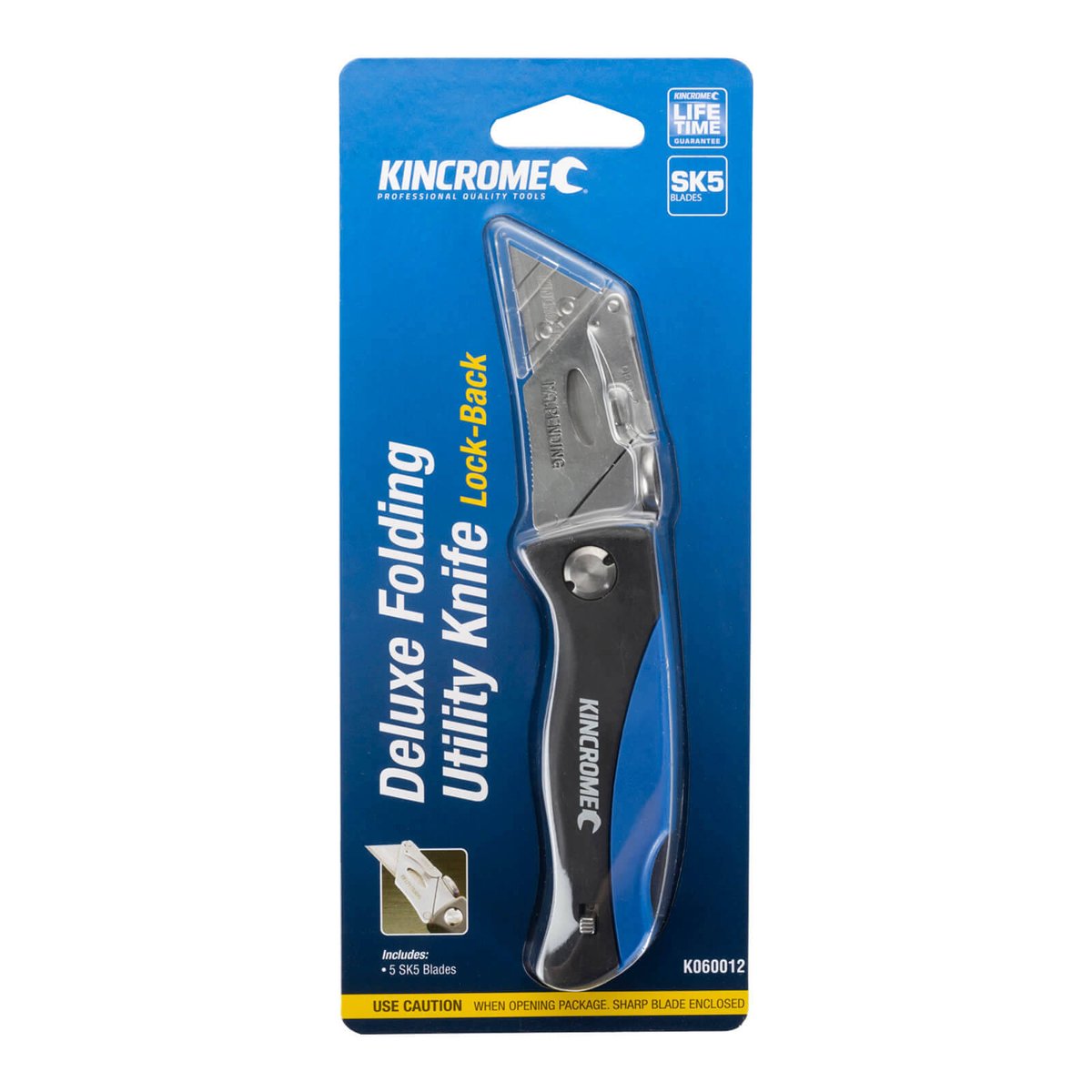 Kincrome Folding Utility Knife - 105mm - Stainless Steel - Soft Grip
