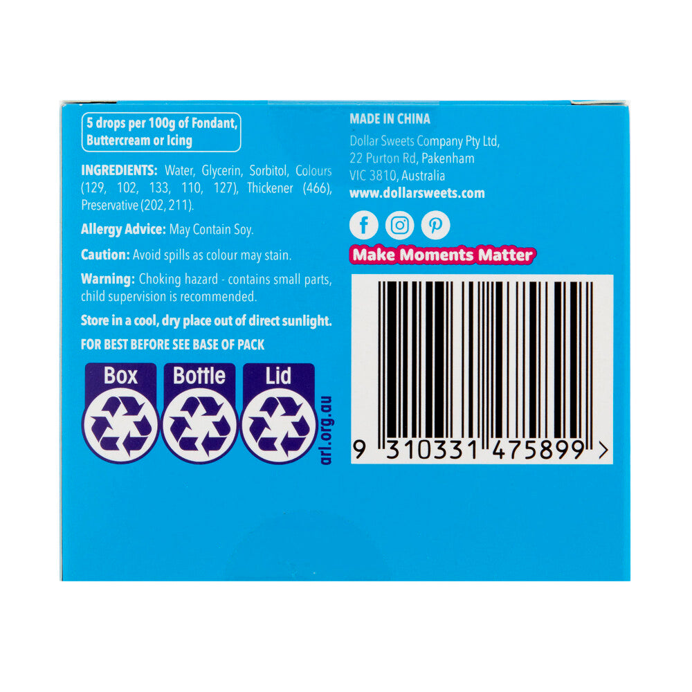 Dollar Sweets Artificial Food Colours 8 Pack - 80mL