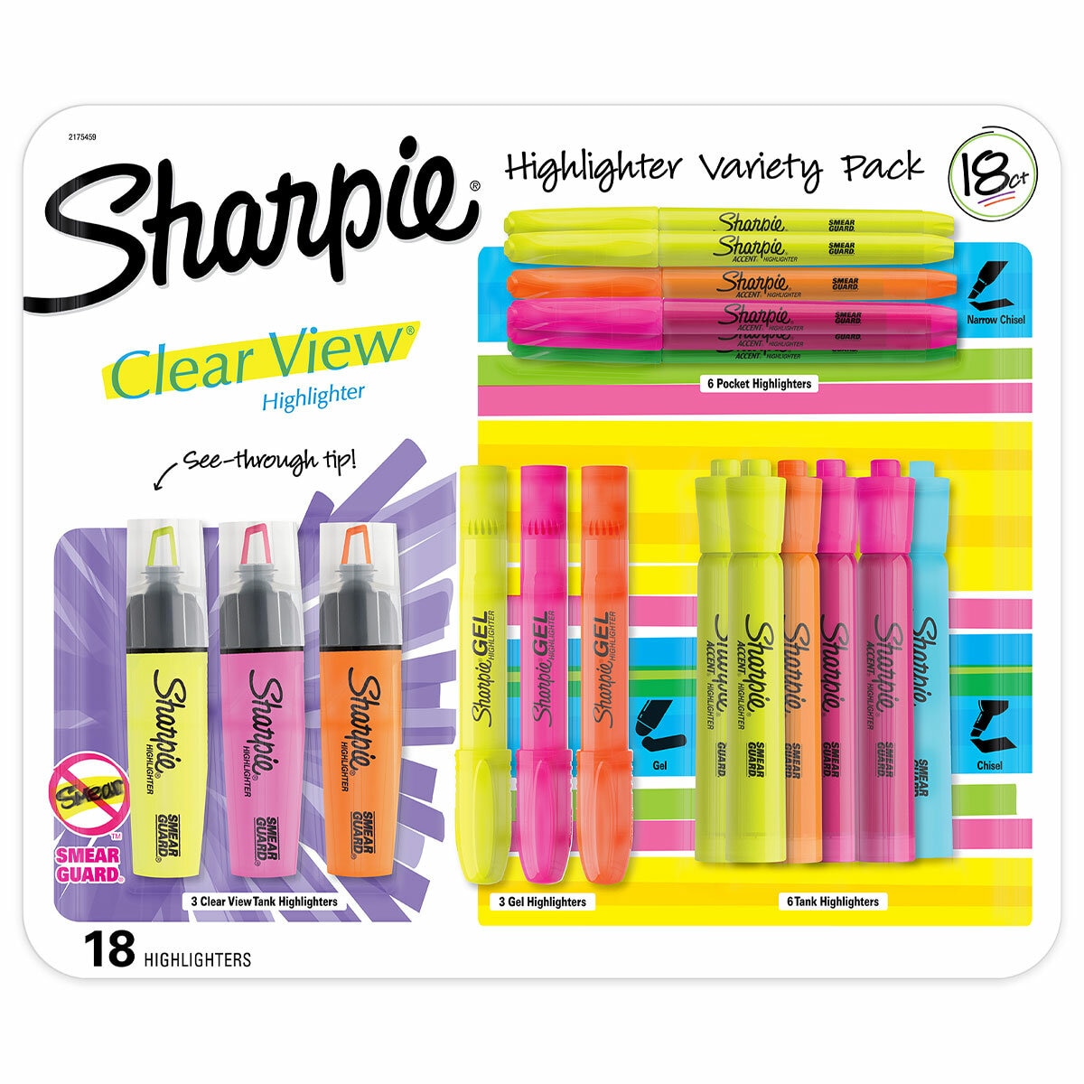 Sharpie Highlighters Variety Pack 18 Tank Gel Pocket 2175459