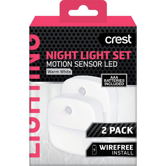 Crest Motion Sensor Led Night Light Set Warm White 2 Pack
