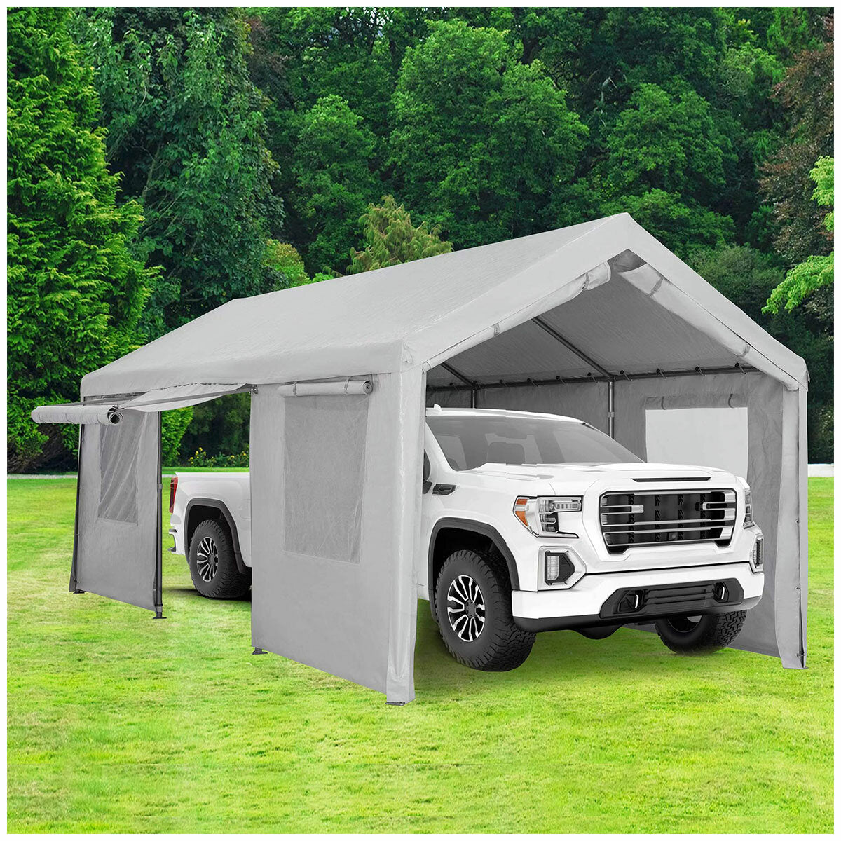 Car Canopy Grey Heavy Duty Powder Coated Steel Frame 3 x 6m