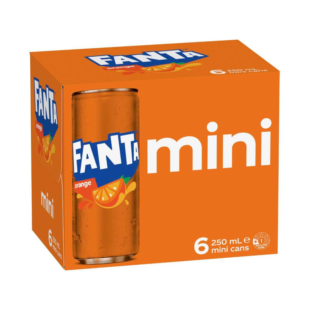Fanta Orange Soft Drink Multipack Mini Cans 6x250ml - 6 pack
