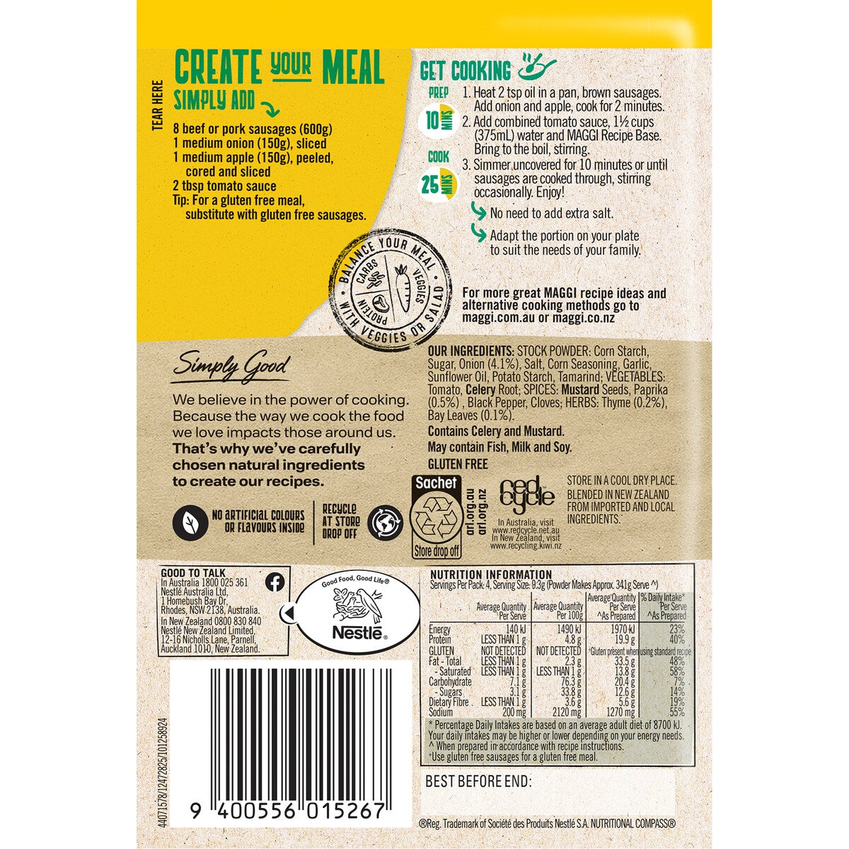 Maggi Dry Recipe Bases Devilled Sausages 37g