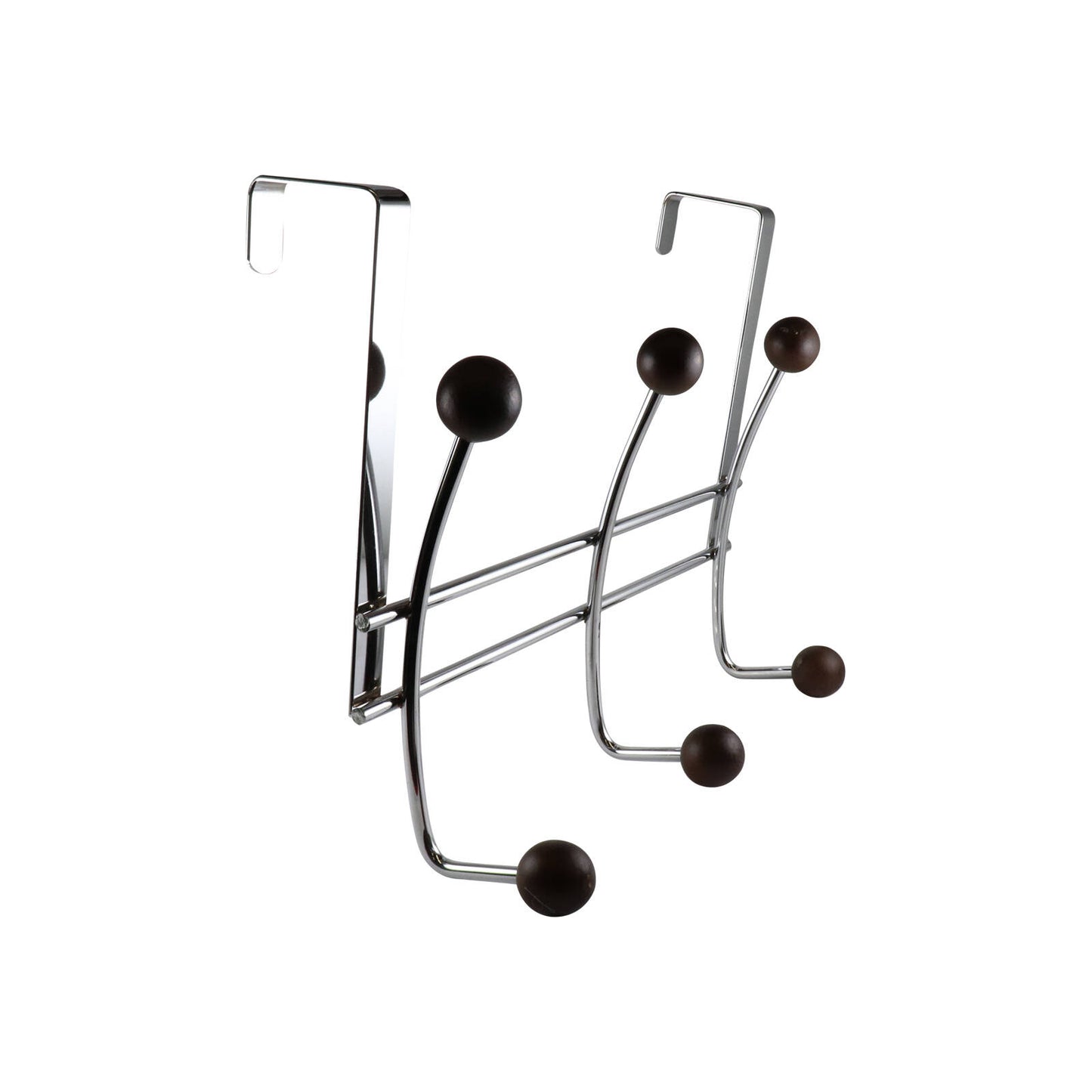 Adoored 6 Hook Satin Chrome Over Door Hook Rack