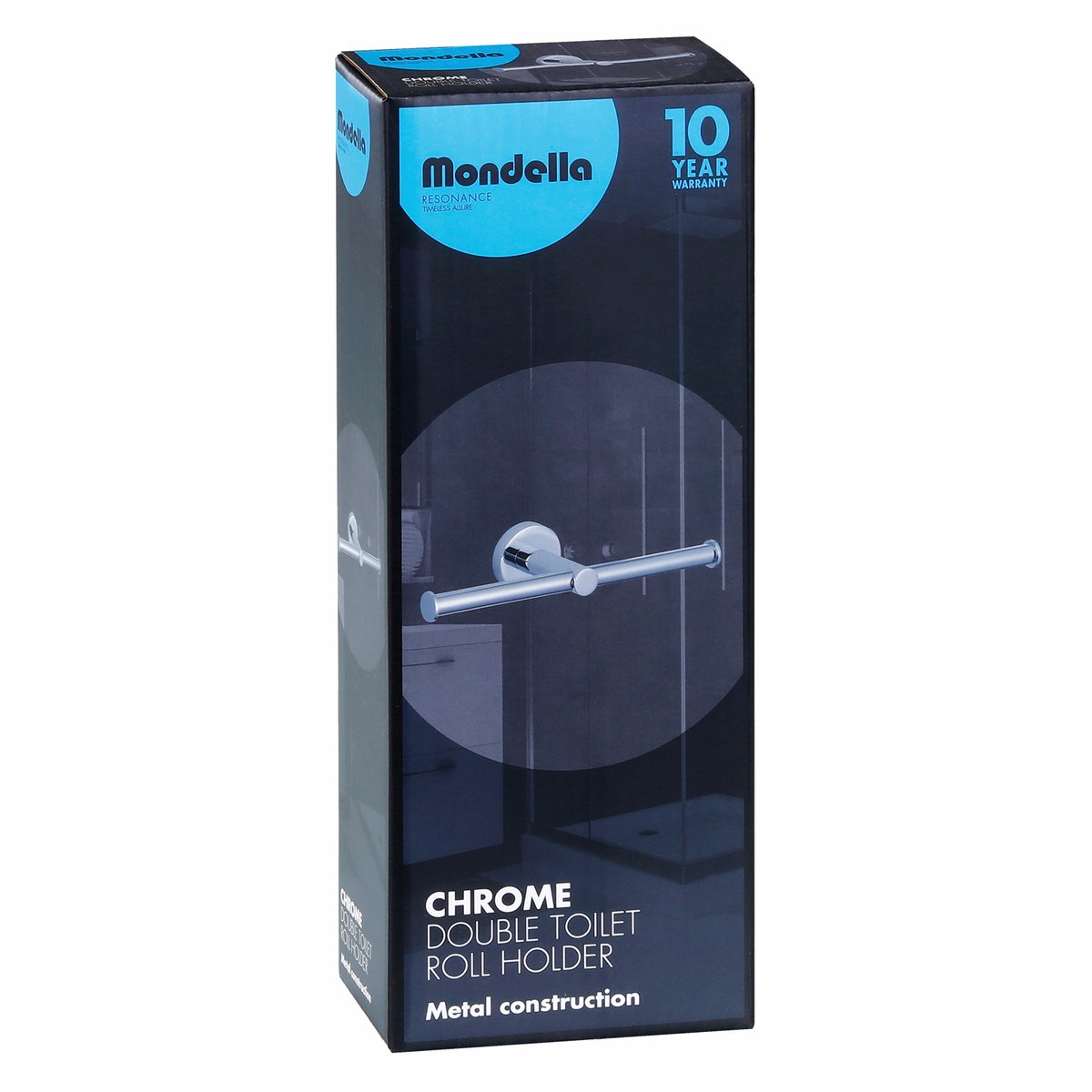Mondella Chrome Resonance Double Toilet Roll Holder - 245mm x 54mm x 80mm - Chrome