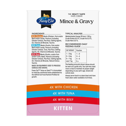Fussy Cat Grain Free Twice As Tasty Kitten Mince Wet Cat Food 12x80g - 12 Pack
