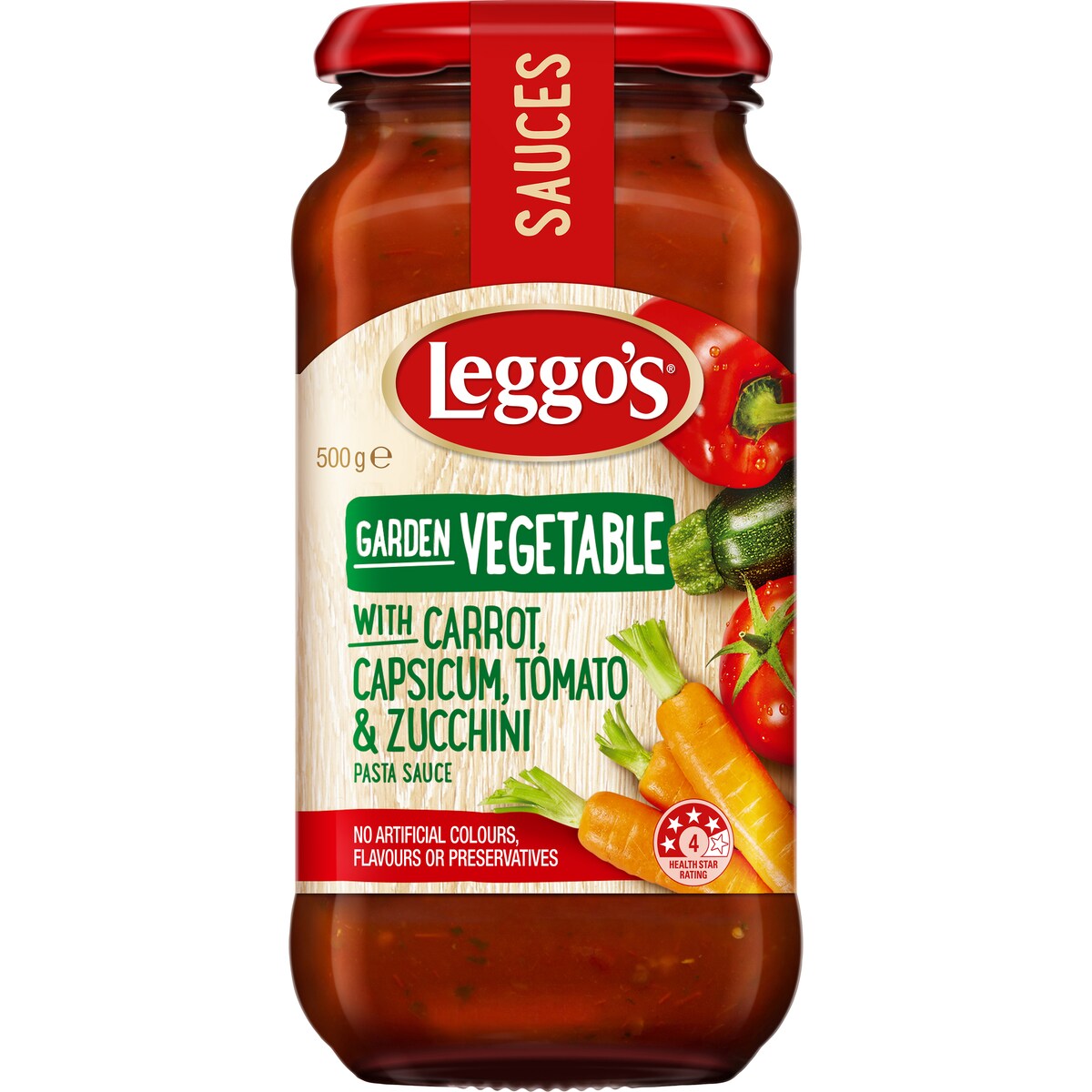 Leggo's Garden Vegetable With Carrot, Capsicum& Zucchini Pasta Sauce 500g