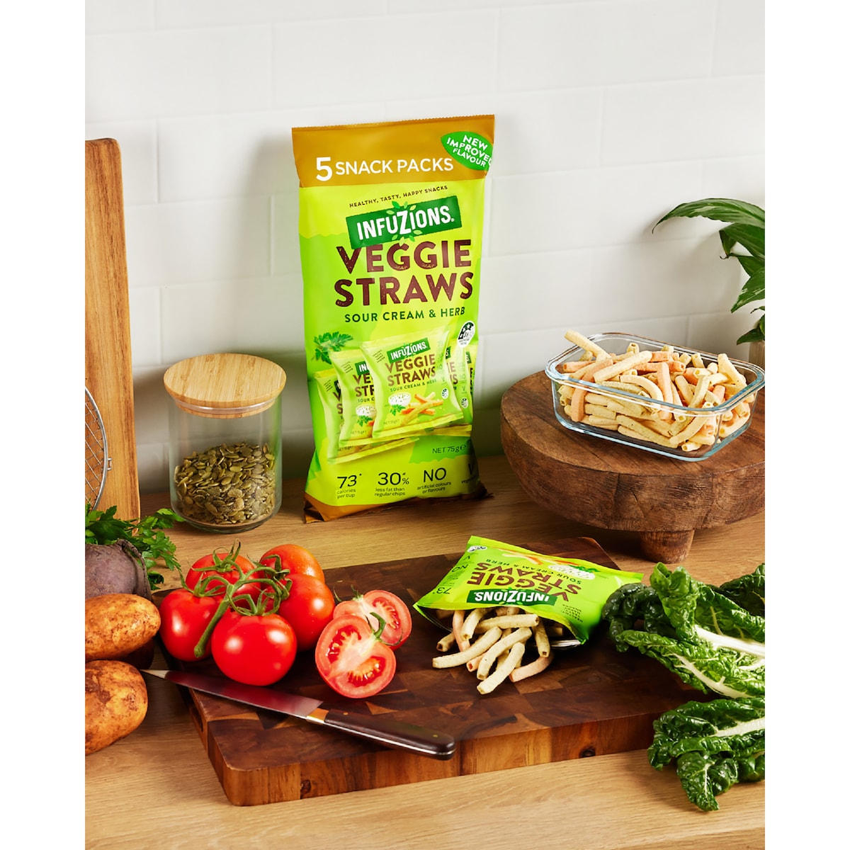 Infuzions Veggie Straws Sour Cream & Herb 5 Pack