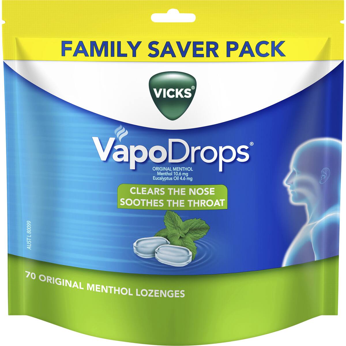 Vicks Vapodrops Original Menthol Lozenges 70 Pack