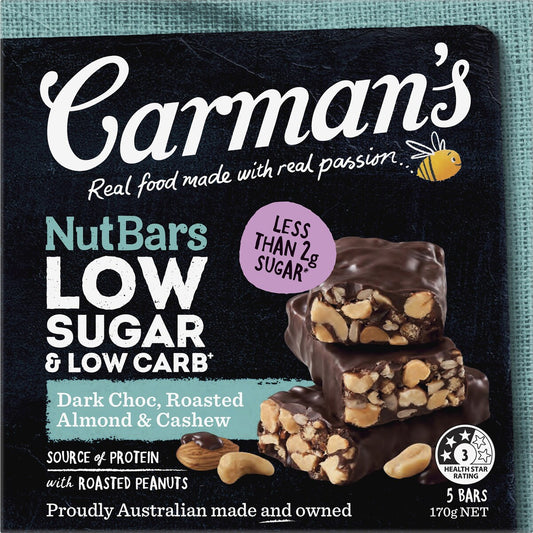 Carmans Low Sugar Low Carb Bar Dark Choc 170g