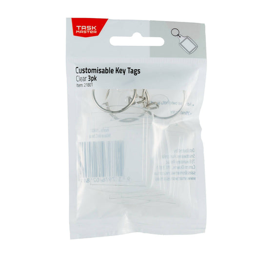 Taskmaster Clear Customisable Key Tags - 100 x 140mm - 3 Pack