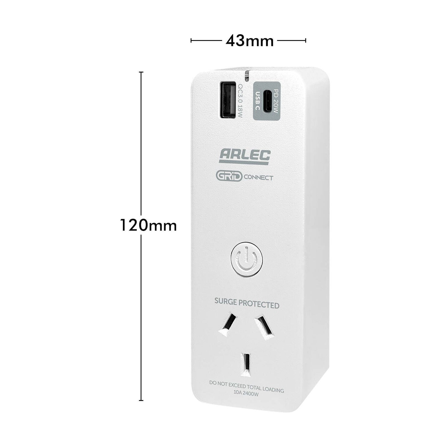 Arlec Grid Connect Smart Plug - 43 x 120mm - White
