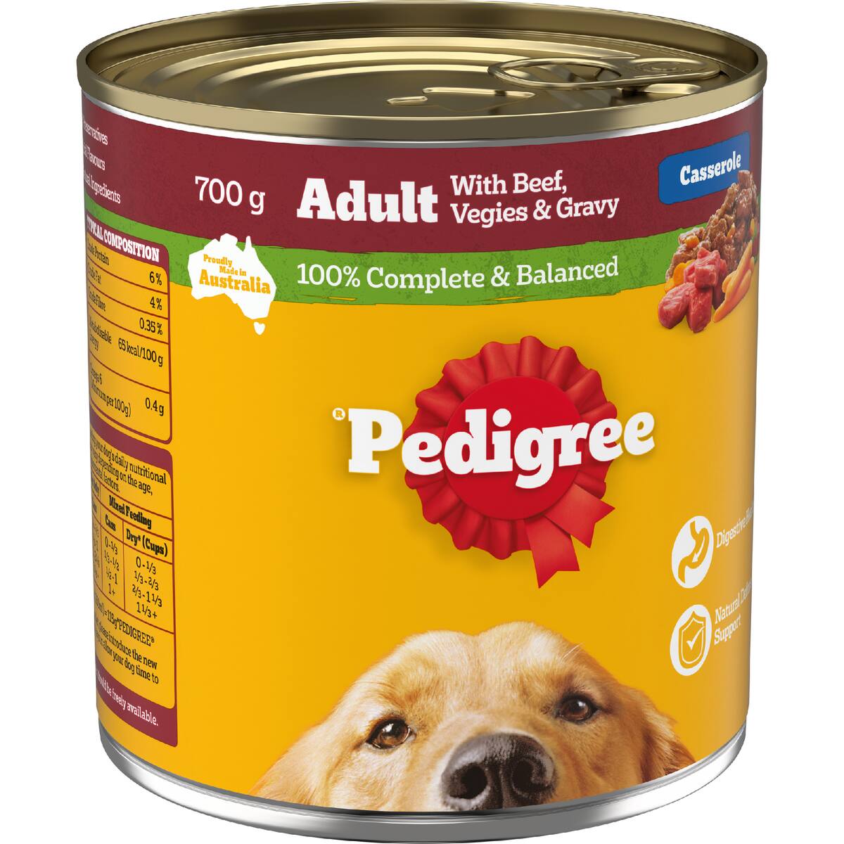Pedigree Adult Wet Dog Food With Beef Vegies & Gravy Casserole Can 700g