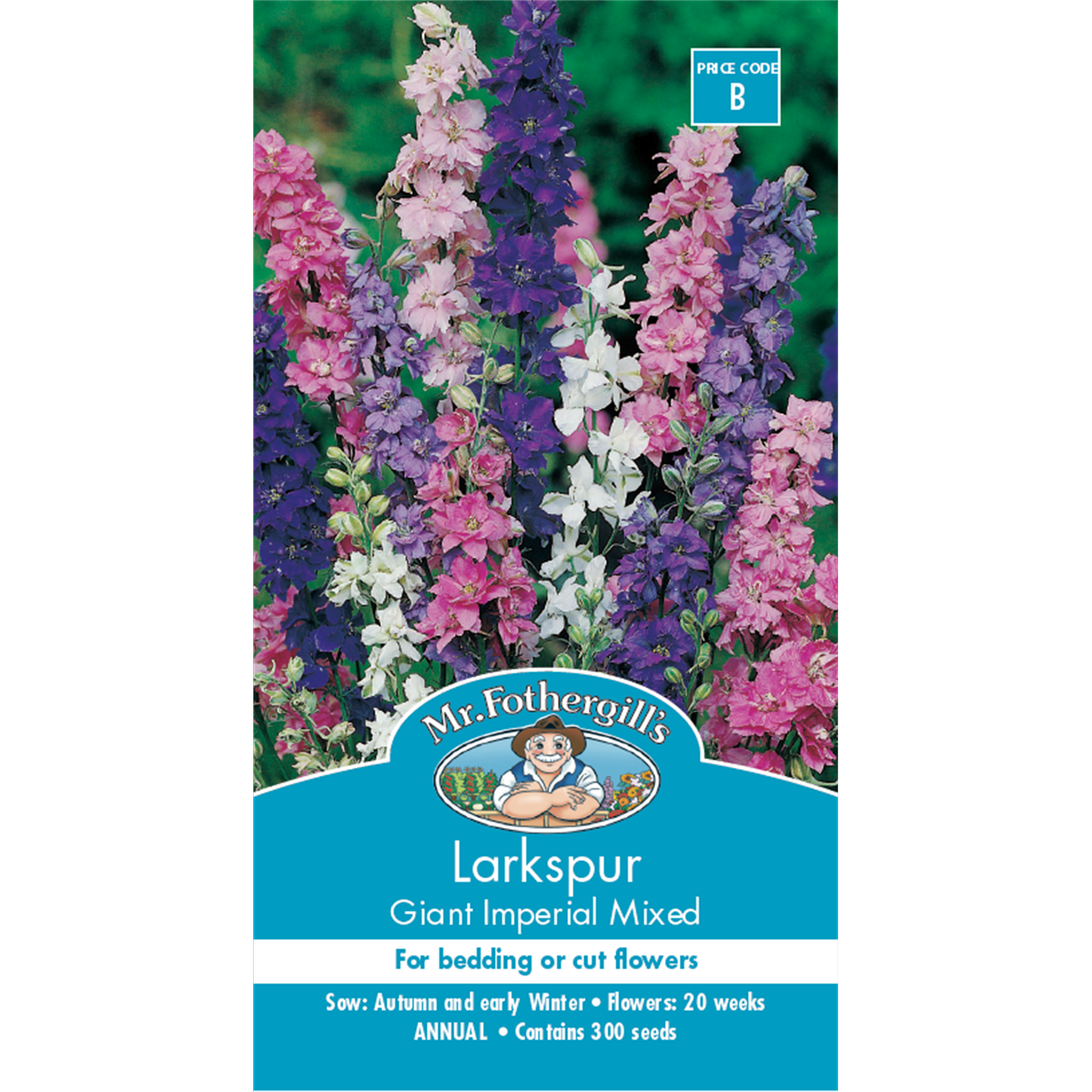 Mr Fothergill Larkspur Flower Seeds - 90cm - Hardy Annual - Cut Flowers