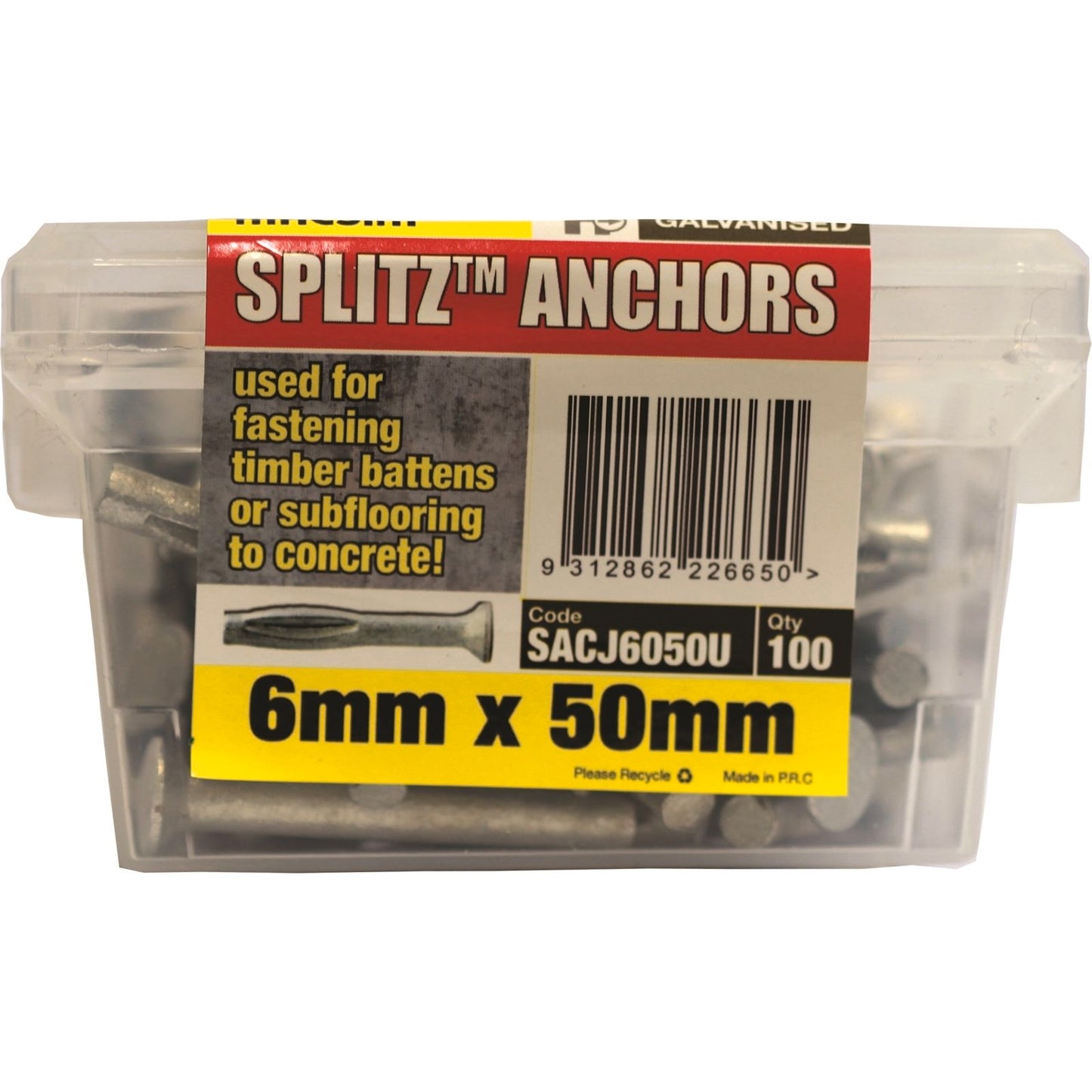 Macsim Splitz Anchor - 50mm - 100 Pack