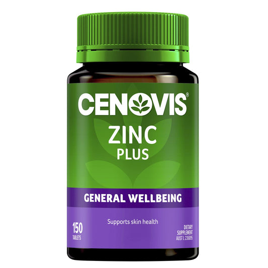 Cenovis Zinc Plus Tablets For General Wellbeing + Skin Health 150 pack