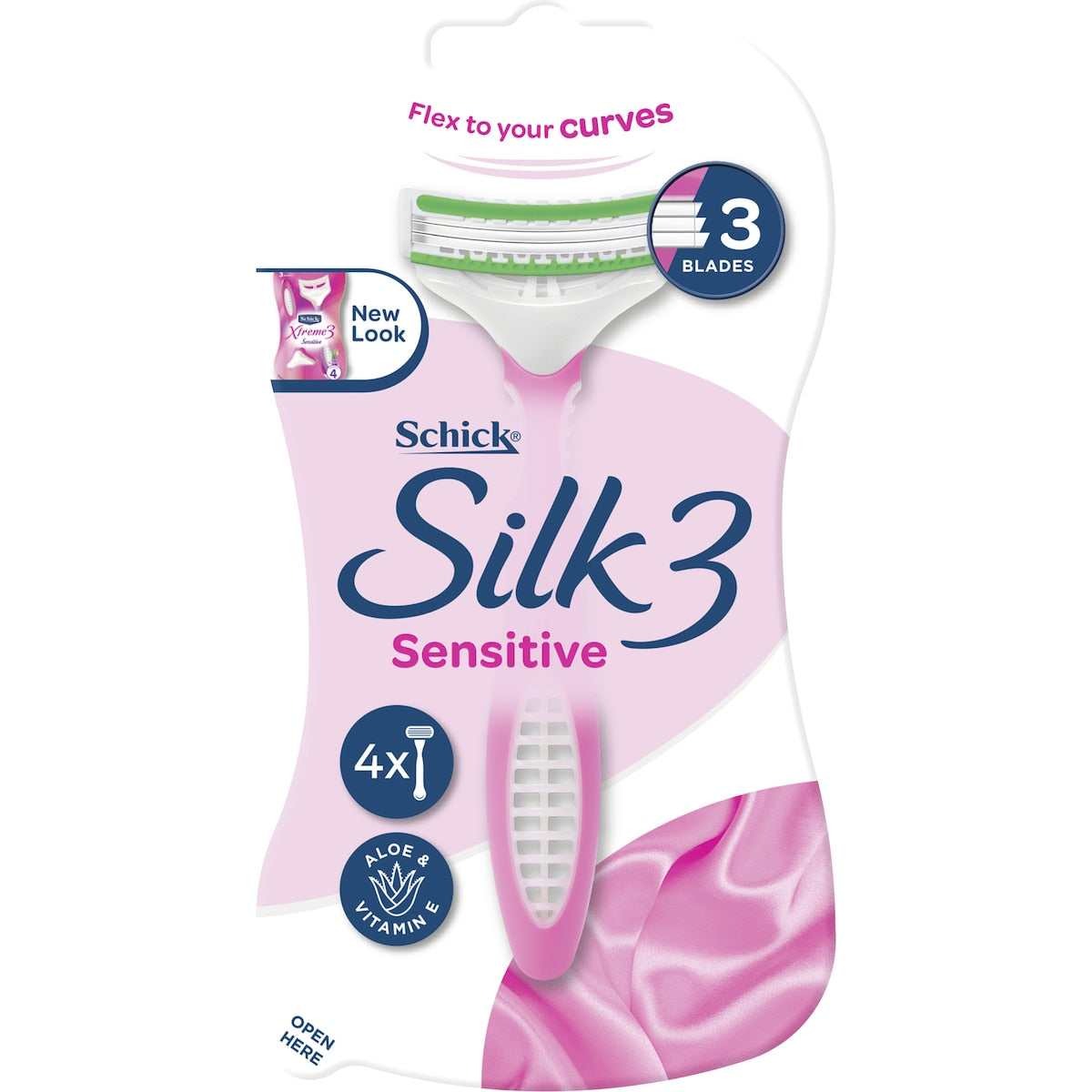 Schick Silk 3 Womens Sensitive Disposable Razors 4 Pack