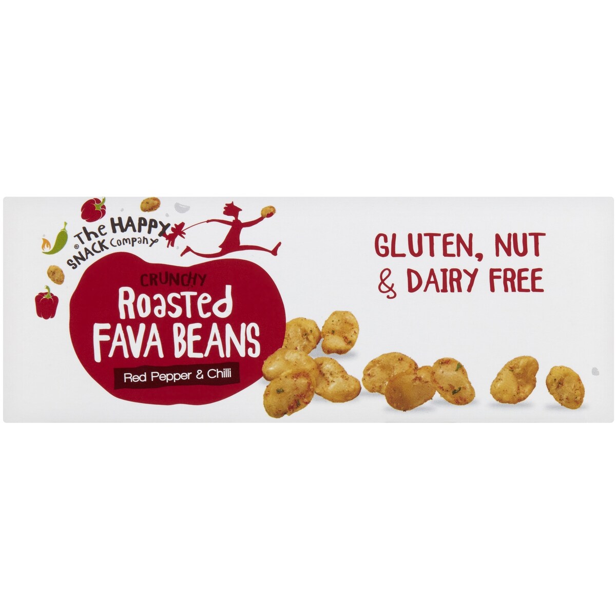 The Happy Snack Company Roasted Fava Beans Red Pepper & Chilli 6 pack