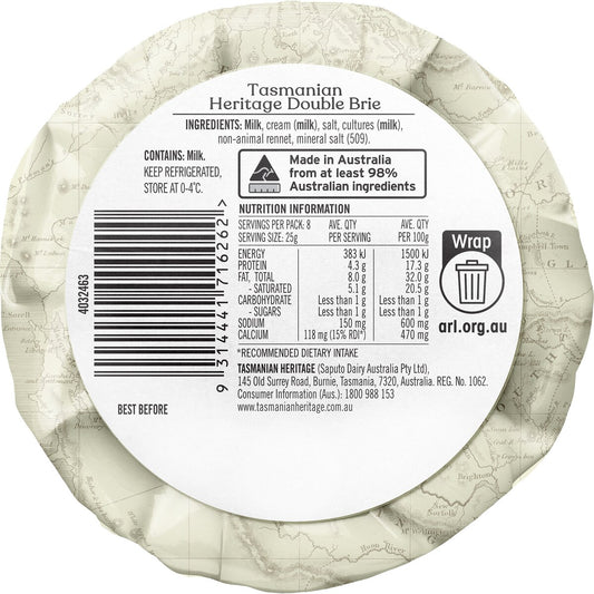 Tasmanian Heritage Double Brie Cheese 200g