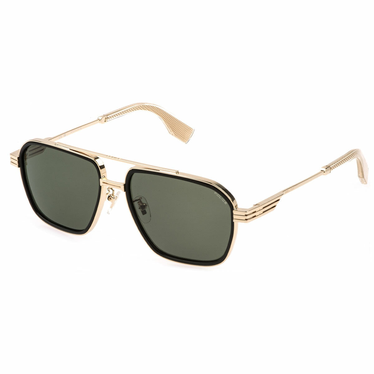 Police SPLQ91E 58300Y Navigator Sunglasses Green Lenses Rose Gold Metal 58mm