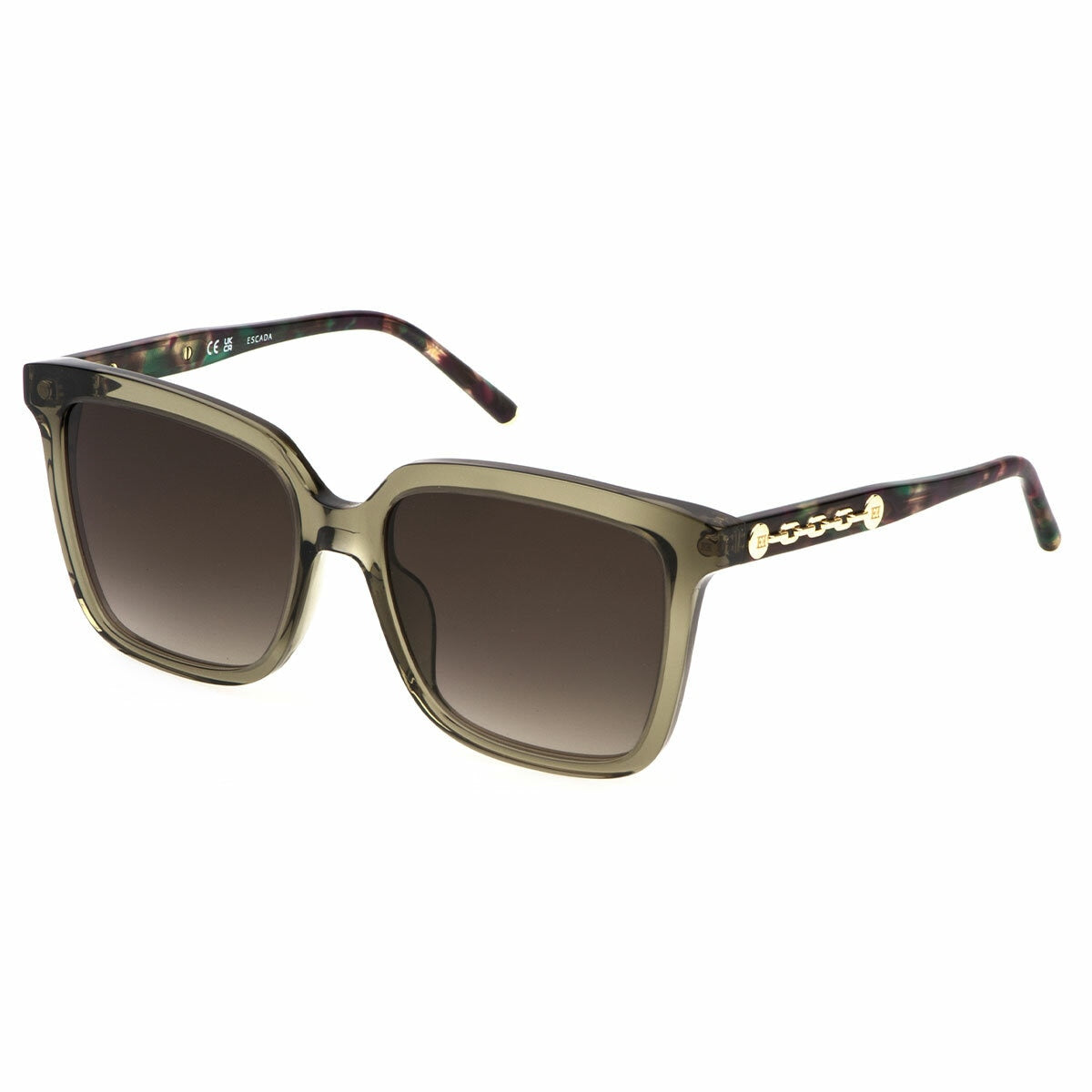 Escada SESE61 550G61 Women's Square Sunglasses Green Brown Gradient