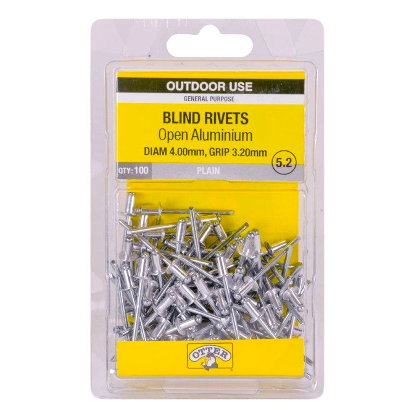 Otter Open Aluminium Blind Rivets - 4 x 3.2mm - 100 Pack