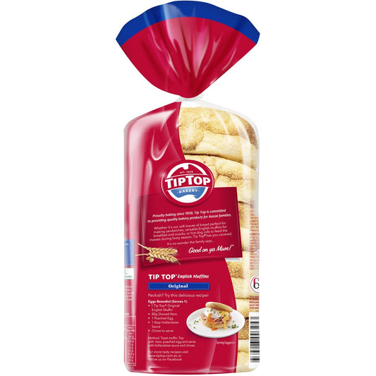 Tip Top English Muffins Original Bakery 6 Pack