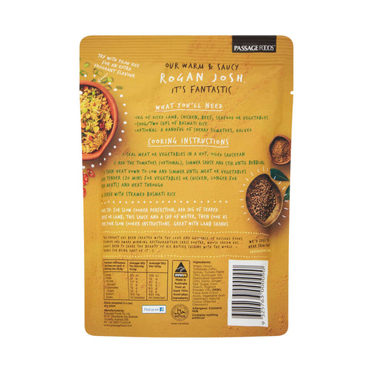 Passage Foods Passage To India Rogan Josh Simmer Sauce Pouch - 375g
