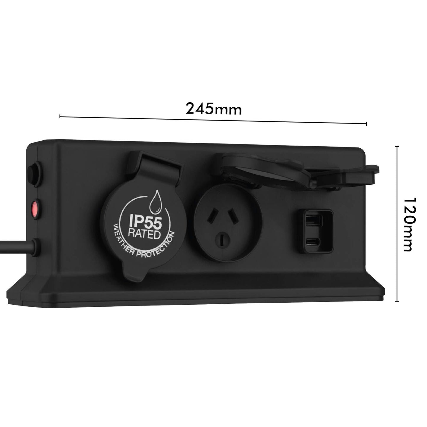 Arlec IP55 4 Outlet Weatherproof Powerboard - 1.8m - Dark Grey