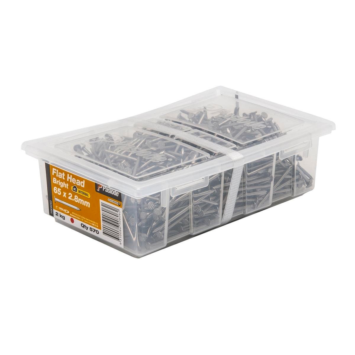 Paslode Flat Head Nails 65mm 2.8mm Bright Steel 570 Pack