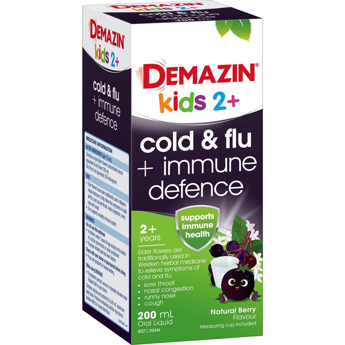 Demazin Kids 2+ Cold & Flu + Immune Defence Oral Liquid 200ml