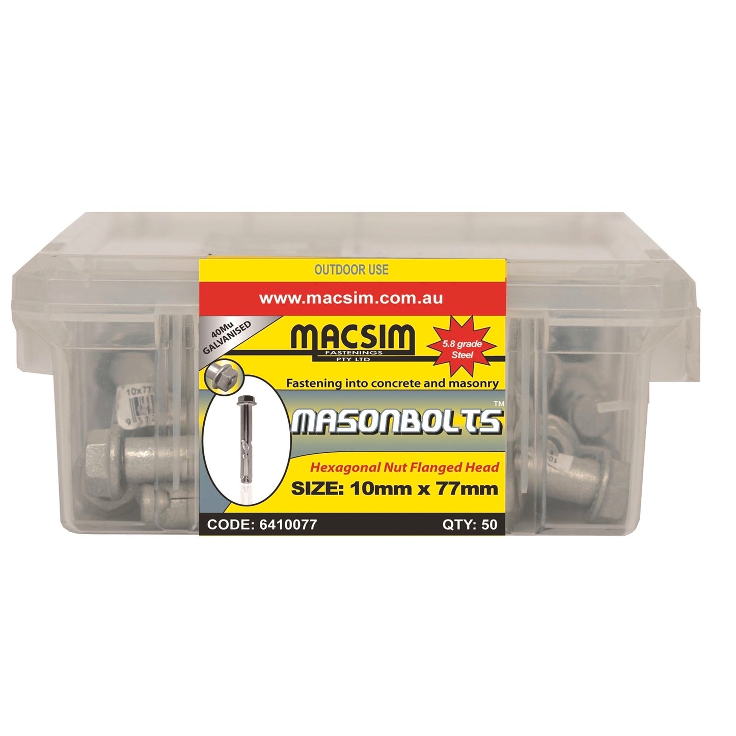 Macsim Fasteners - Sleeve Anchor - 10mm x 77mm - 50 Pack