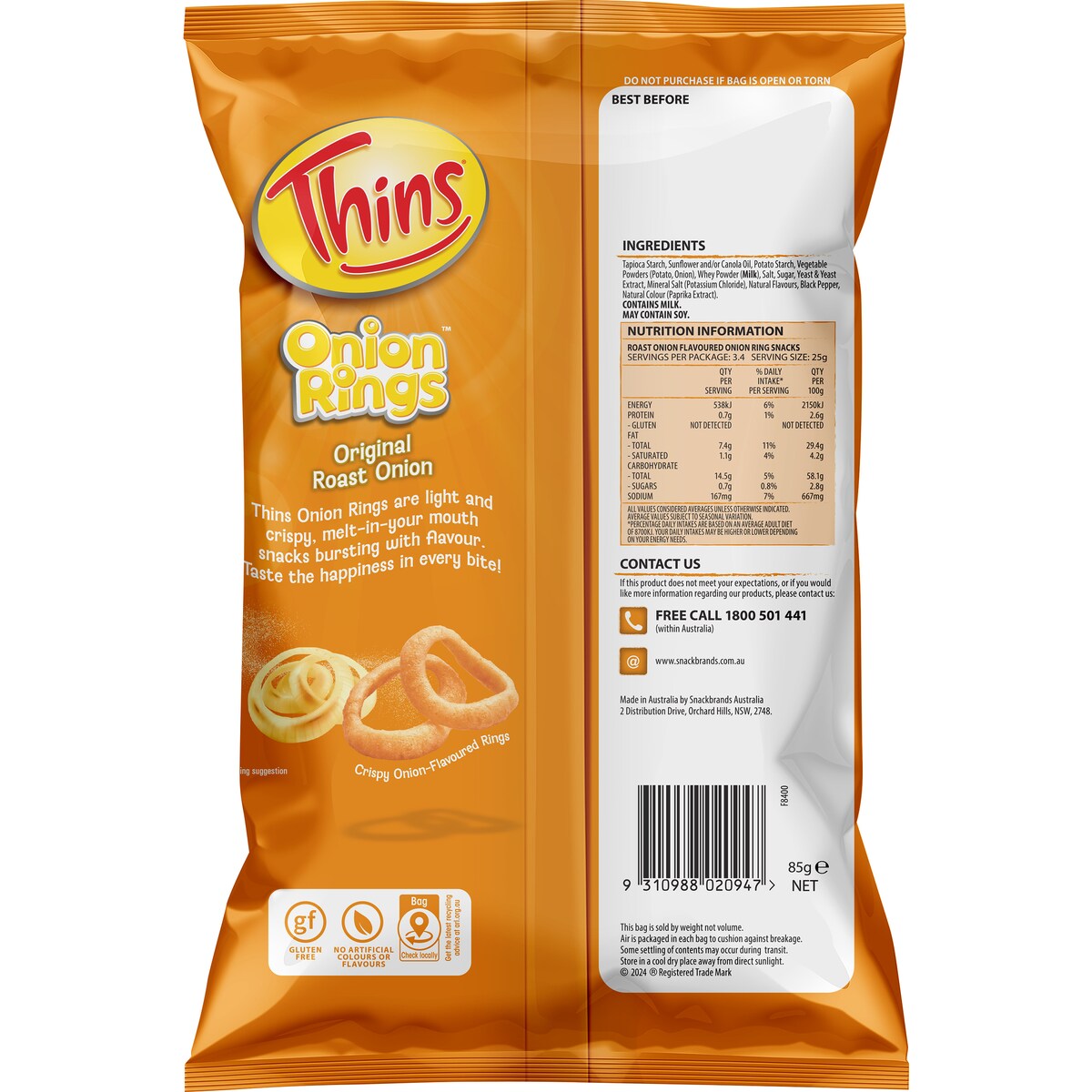 Thins Onion Rings Original Roast Onion 85g