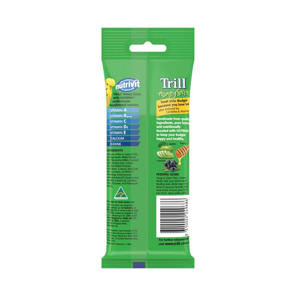 Trill Honey Sticks for Budgies Variety Pack Bird Treat - 3 pack