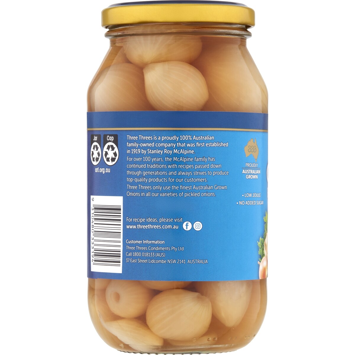 Three Threes Onions Pickled Old Style 500g