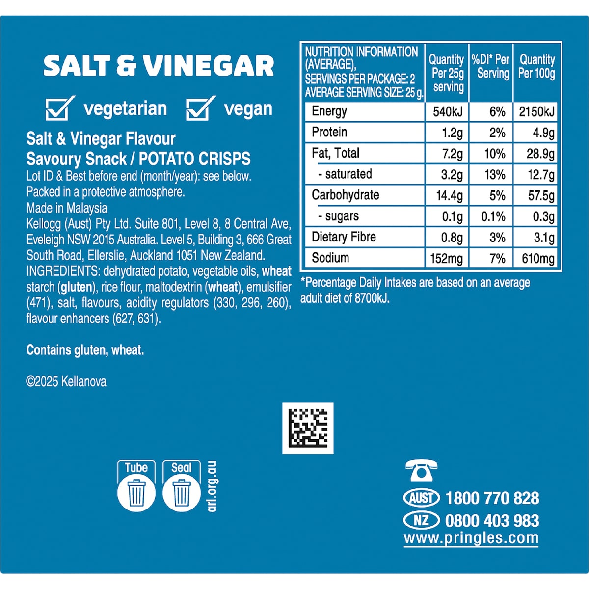 Pringles Salt & Vinegar Potato Chips 53g