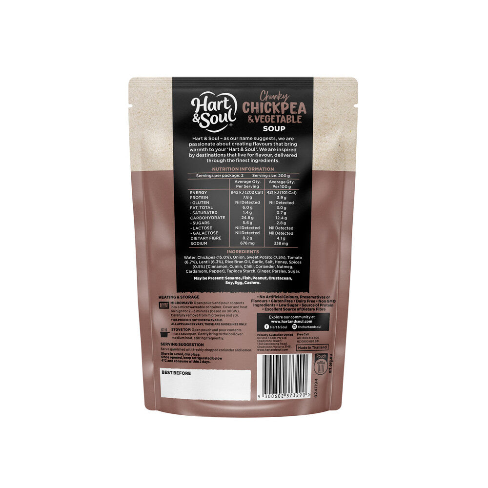Hart & Soul Pouch Soup Chunky Chickpea & Vegetable - 400g