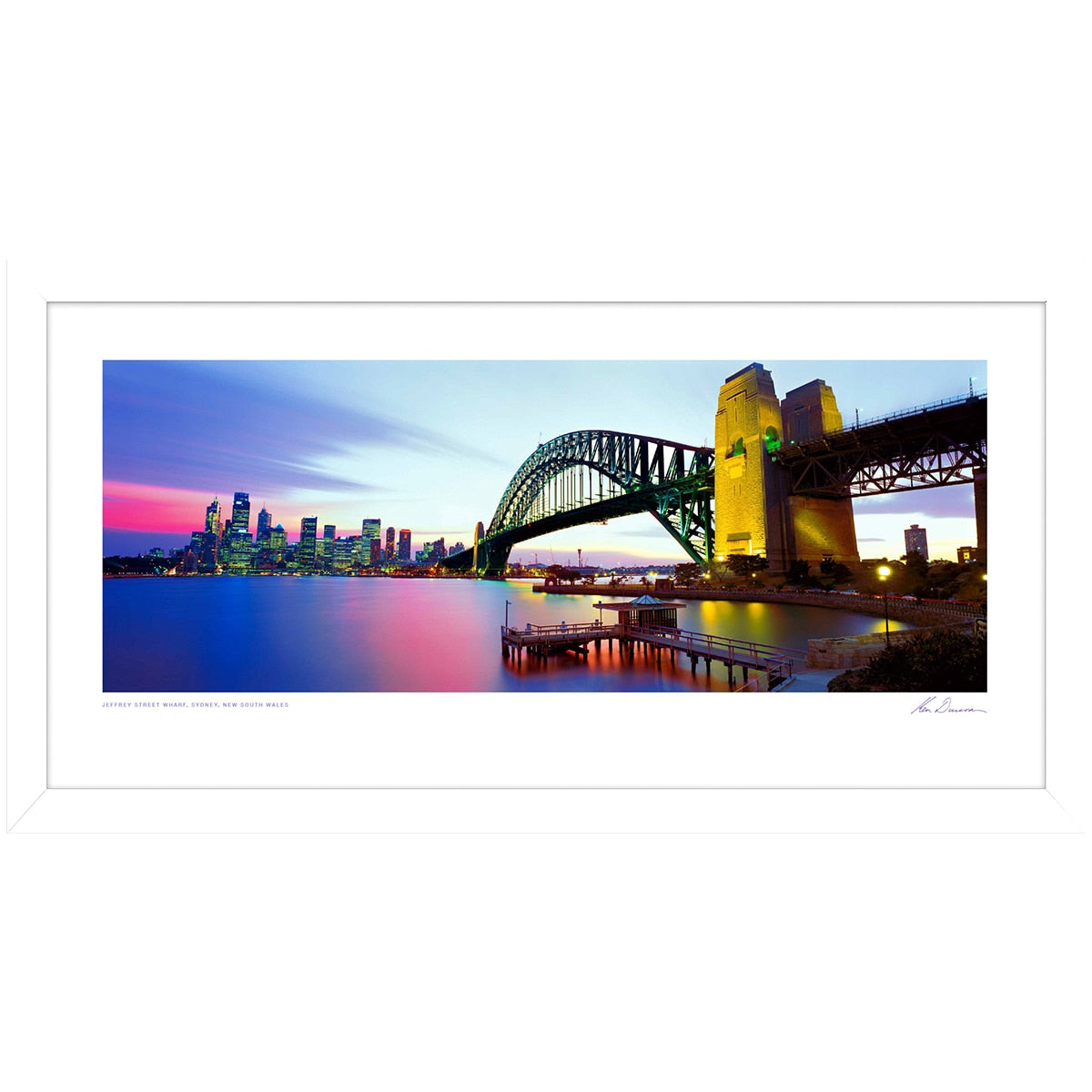 Ken Duncan Jeffery Street Wharf Framed Print Wooden Frame Multi 113 x 58cm