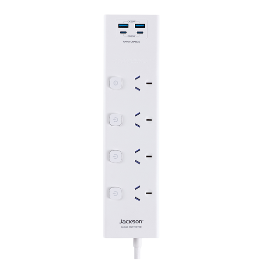 Jackson Powerboard - 4 Outlet - 1.8m - White