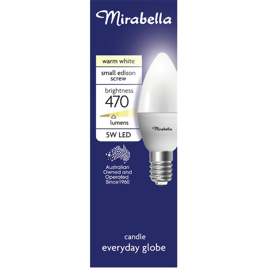 Mirabella Led Candle Ses 5w 470lm Warm White 1 Pack