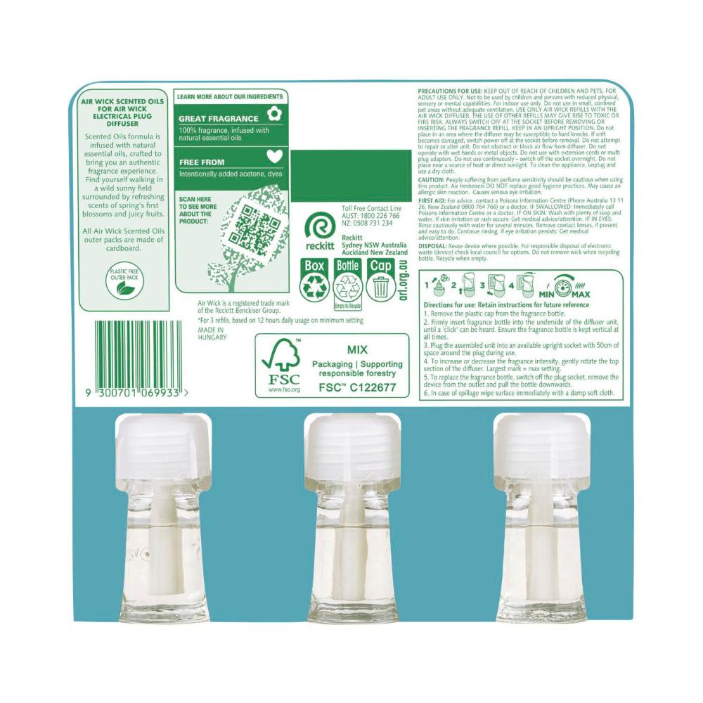 Air Wick Pure Spring Delight Refills 3x19ml - 3 Pack