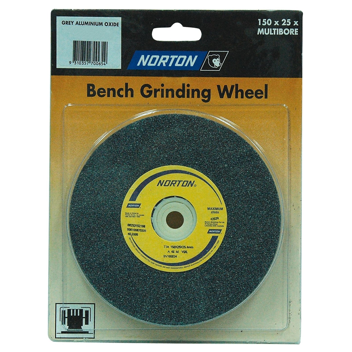 Norton Bench Grinding Wheel - 200 x 25mm - Multi Bore